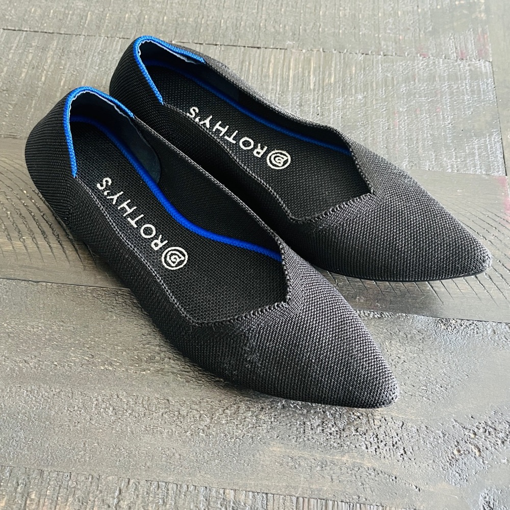 Rothy’s The Point Black Pointed Toe Flats Size 9.5